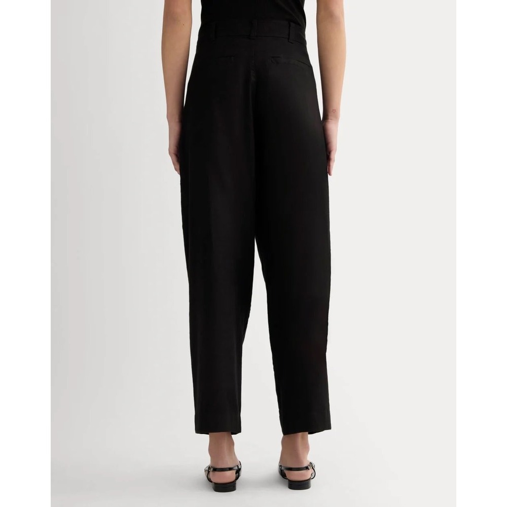 Everlane The Everywhere Pant Women's 12 Black Stretch Linen HR Cropped Barrel - Picture 3 of 9
